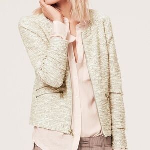 Lou & Grey NWT silver metallic zip up jacket, medium